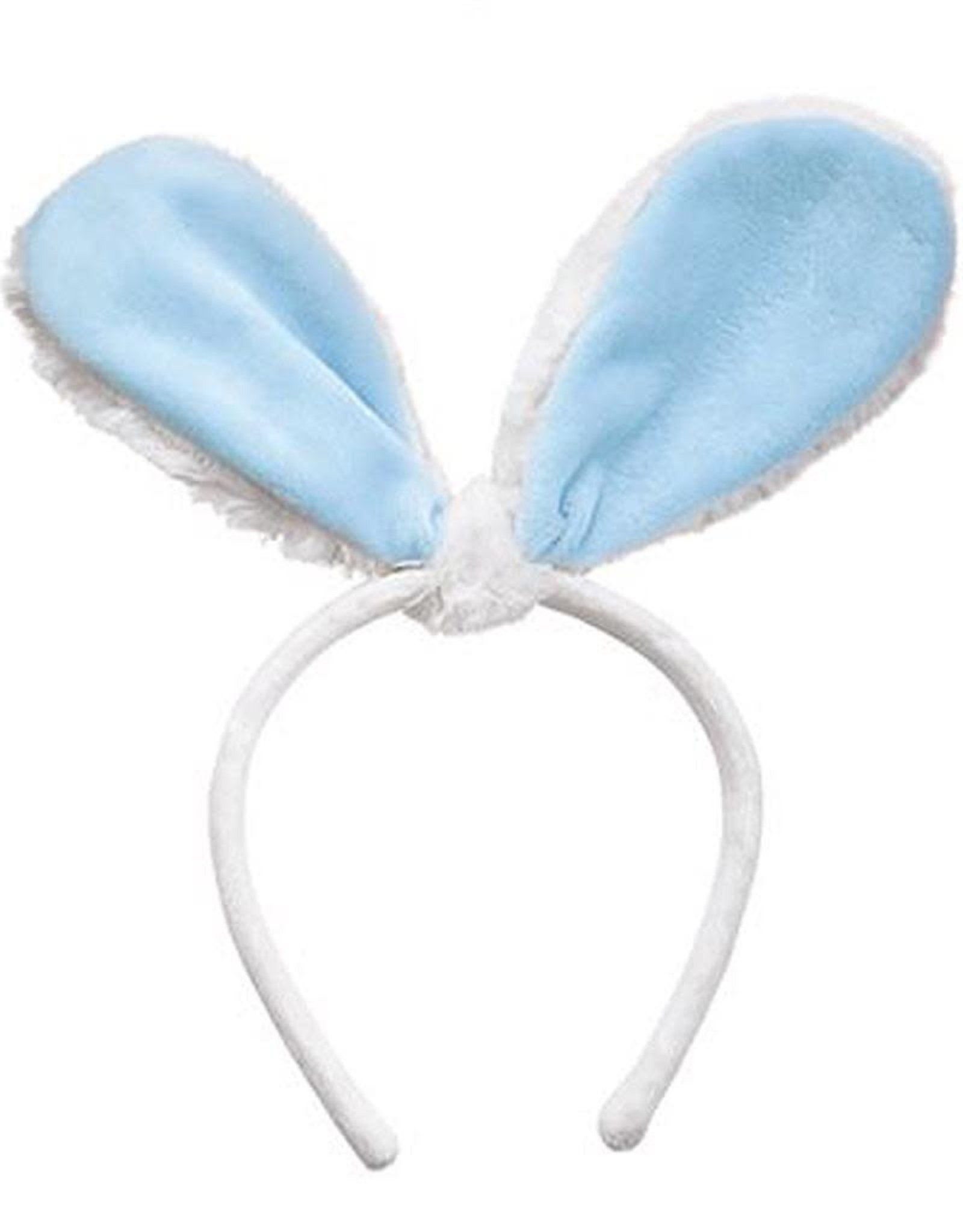 Mud Pie Bunny Ears Headband - White w Blue Velour