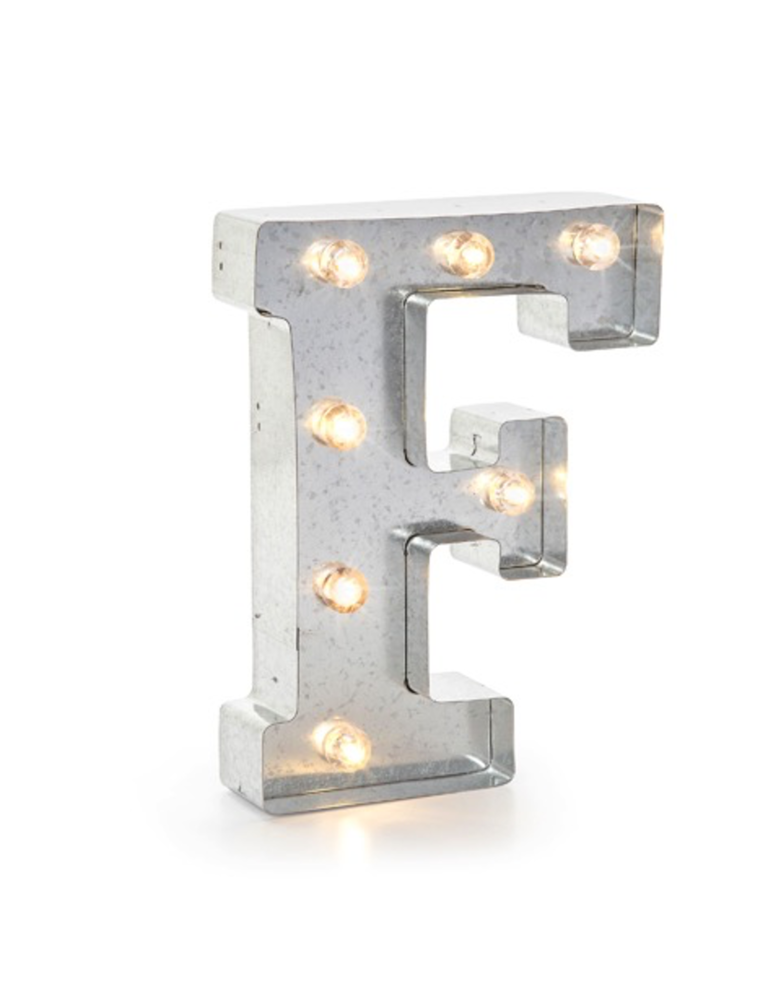 Darice LED Light Up Marquee Letter F 5915-707 Galvanized Silver Metal