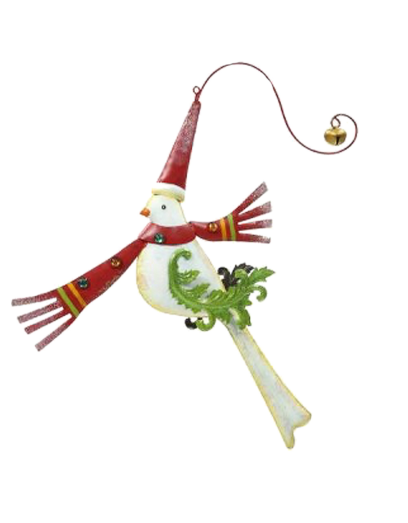 Festive Bird Hanging Ornament White