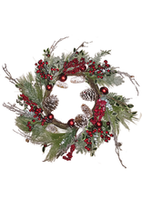 Darice Christmas Wreath Mixed Pine W Cones Red Berries 26 inch