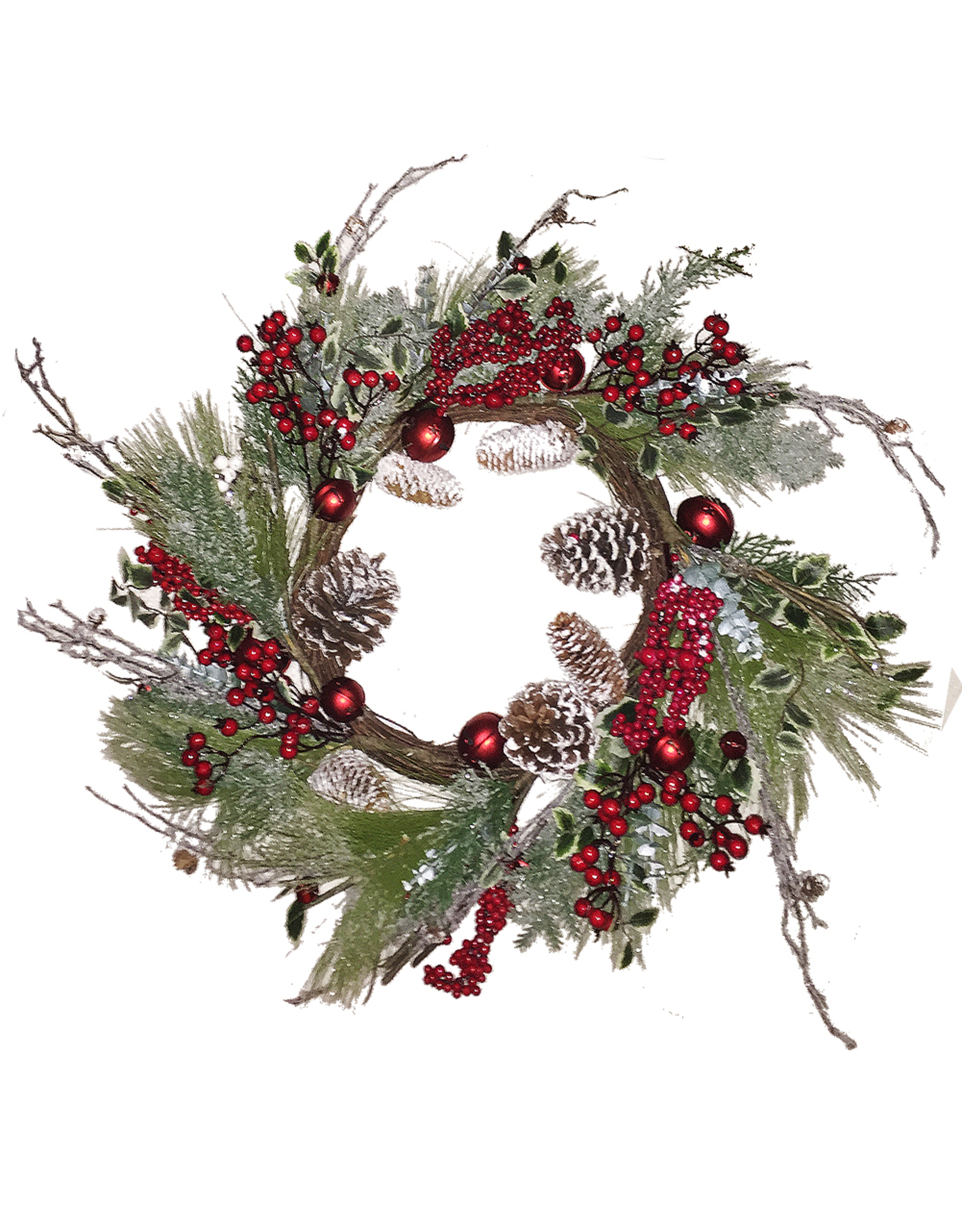 Darice Christmas Wreath Mixed Pine W Cones Red Berries 26 inch
