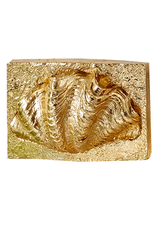 Gold Wall Art Block w Shell Relief Clam