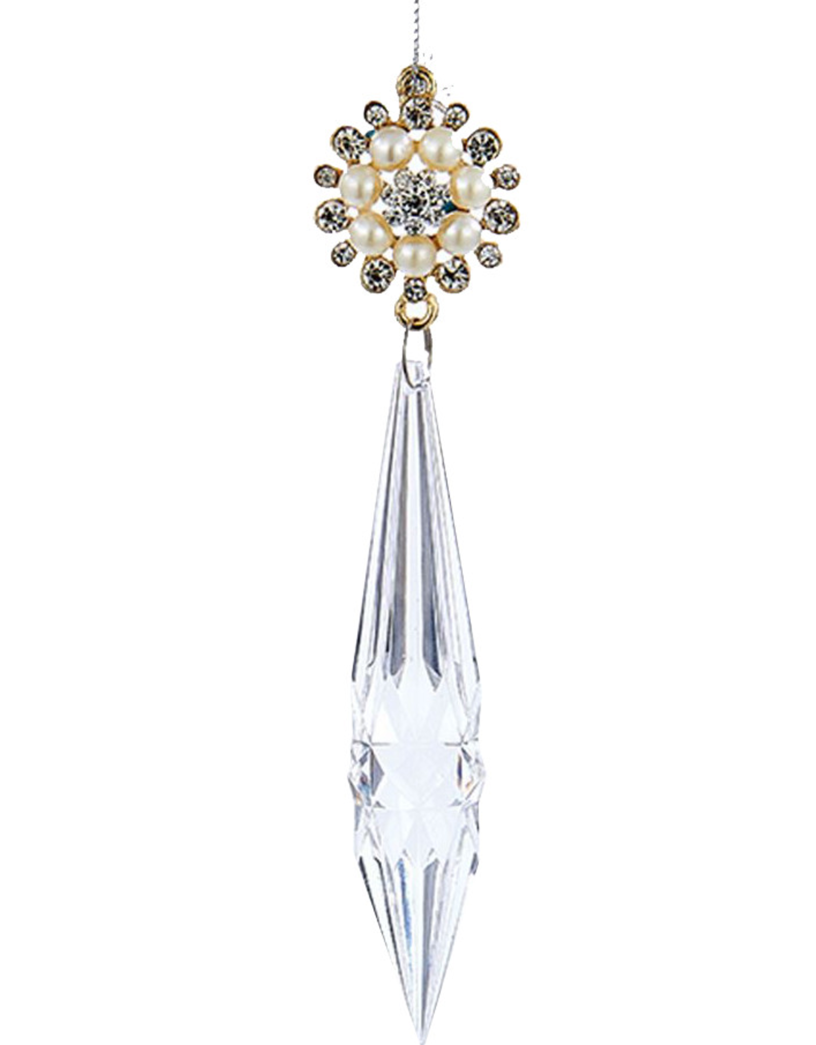 Kurt Adler Icicle Ornament w Jewels and Pearls 5.6 inch -B