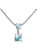 Annaleece Necklace Sweet Aquamarine Rhodium Pendant Necklace w Crystals