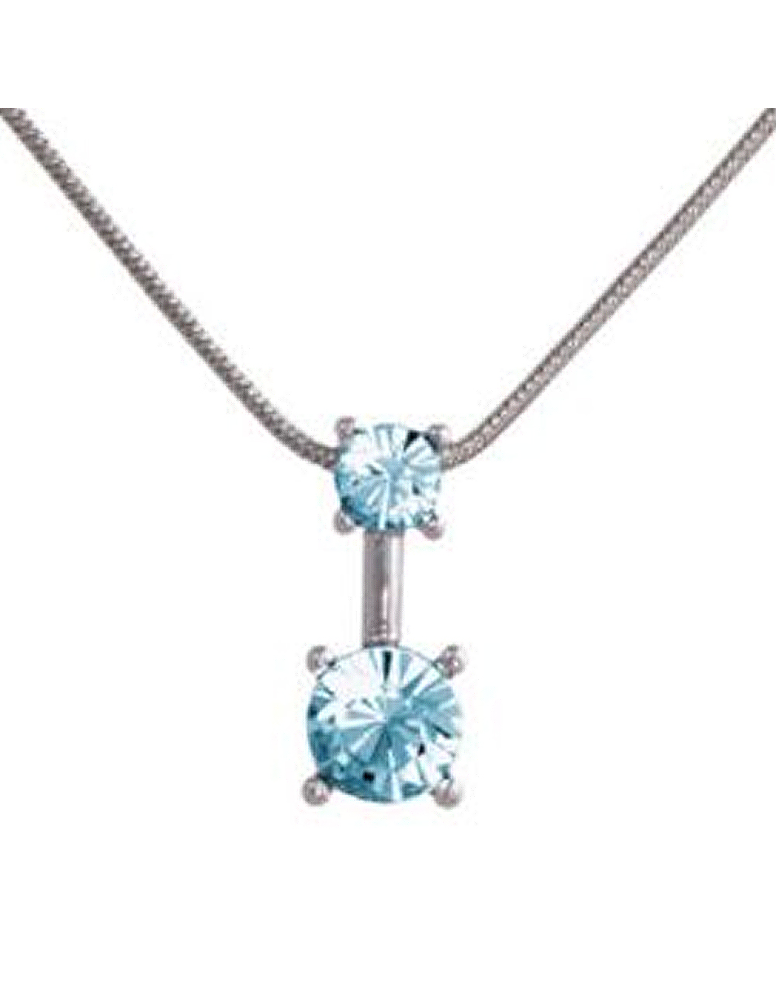 Annaleece Necklace Sweet Aquamarine Rhodium Pendant Necklace w Crystals