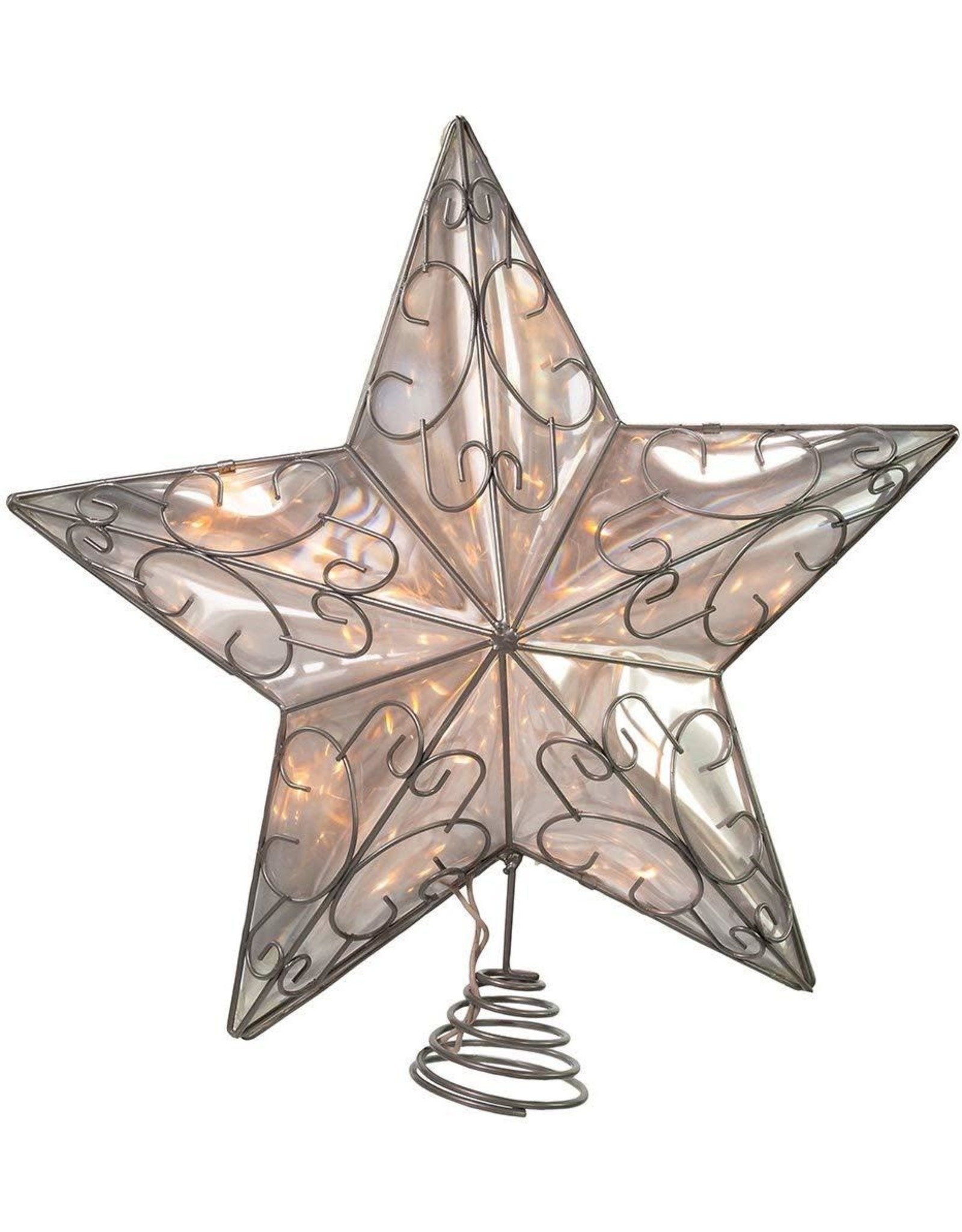 Kurt Adler Christmas Star Treetop 5 Point Silver Wired Star Tree Topper