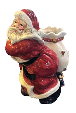 Fitz and Floyd Ceramic Santa Carring Toy Sack Vase 9H