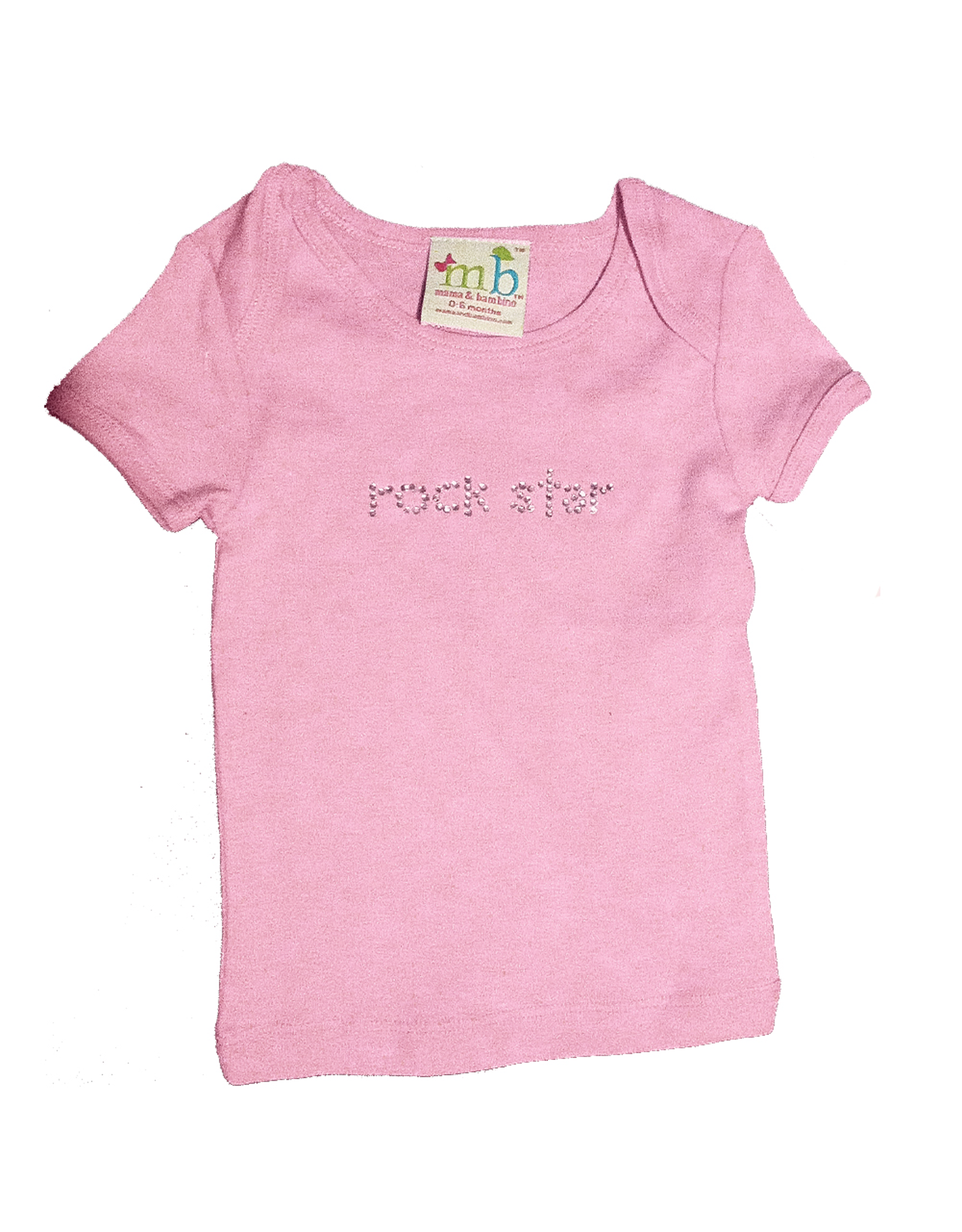 Mama and Bambino Infant Baby Tee with Rhinestone Bling T-Shirt Rock Star Pink Tee