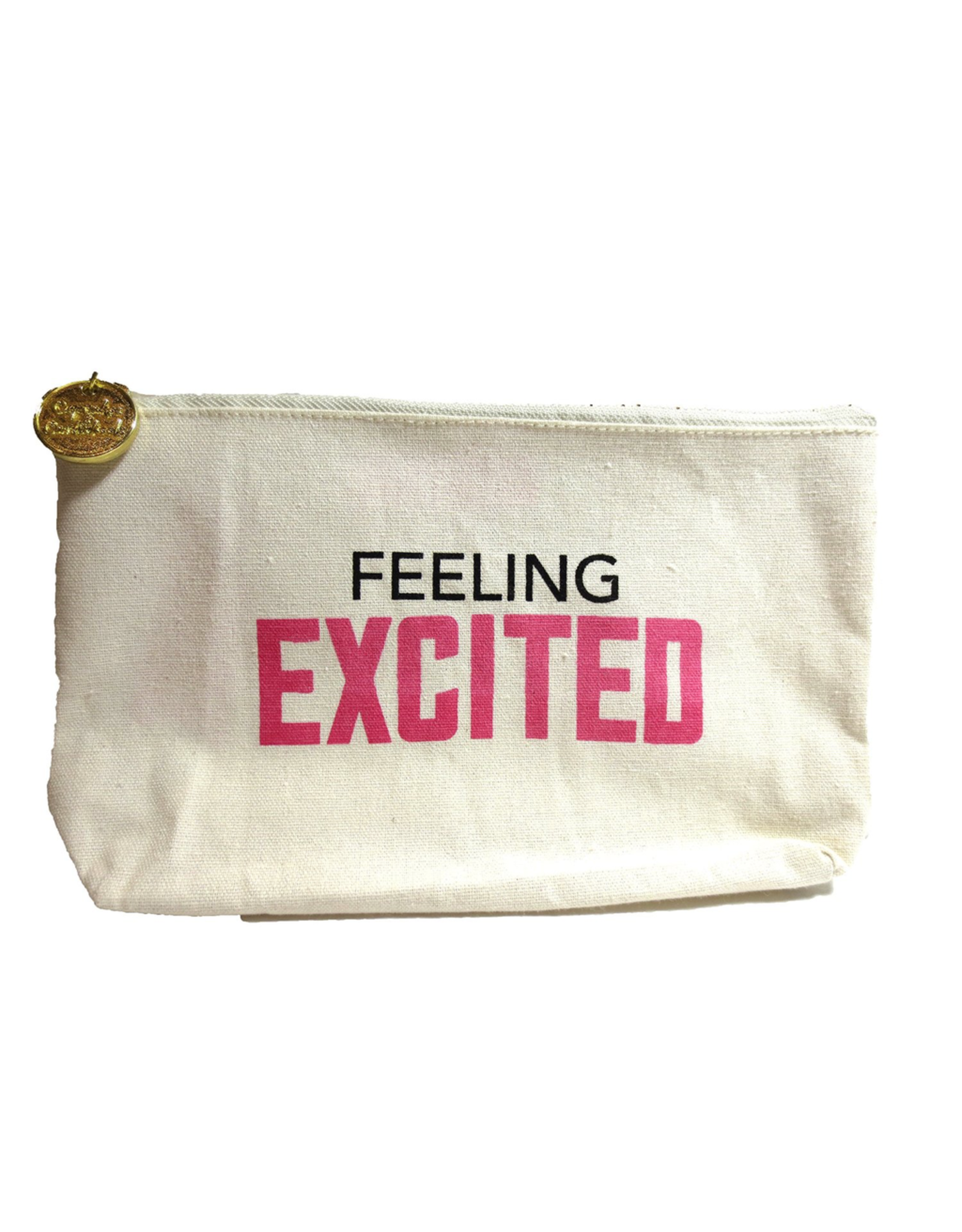 Twos Company Canvas Bag w Quote-Feeling Excited-Zippered Everything Bag