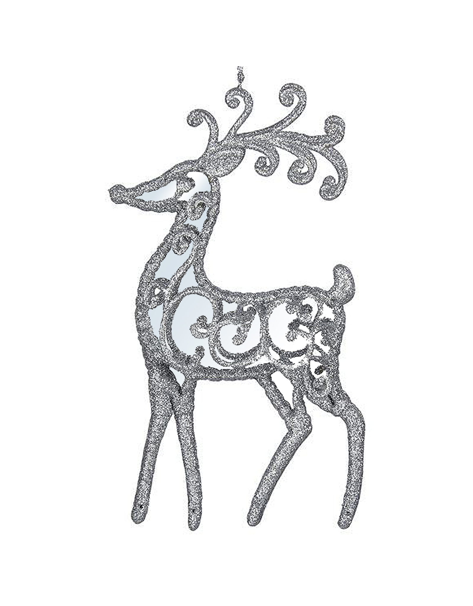 Kurt Adler Acrylic Reindeer Deer Ornament Silver Glitter Mirror Body