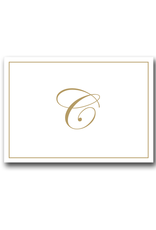 Caspari Gold Embossed Initial Note Cards Letter C Boxed Set of 8