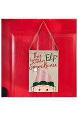 Mud Pie This House is Under Elf Surveillance Christmas Door Hanger 14x10 inch Mud Pie This House is Under Elf Surveillance Christmas Door Hanger 14x10 inch