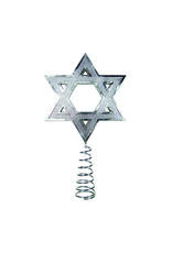 Kurt Adler Silver Hanukkah Tree Topper Un-Lit 13.7H Jewish Judaic