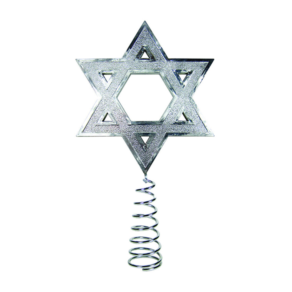 Kurt S. Adler Silver Hanukkah Tree Topper UnLit 13.7H Jewish Judaic