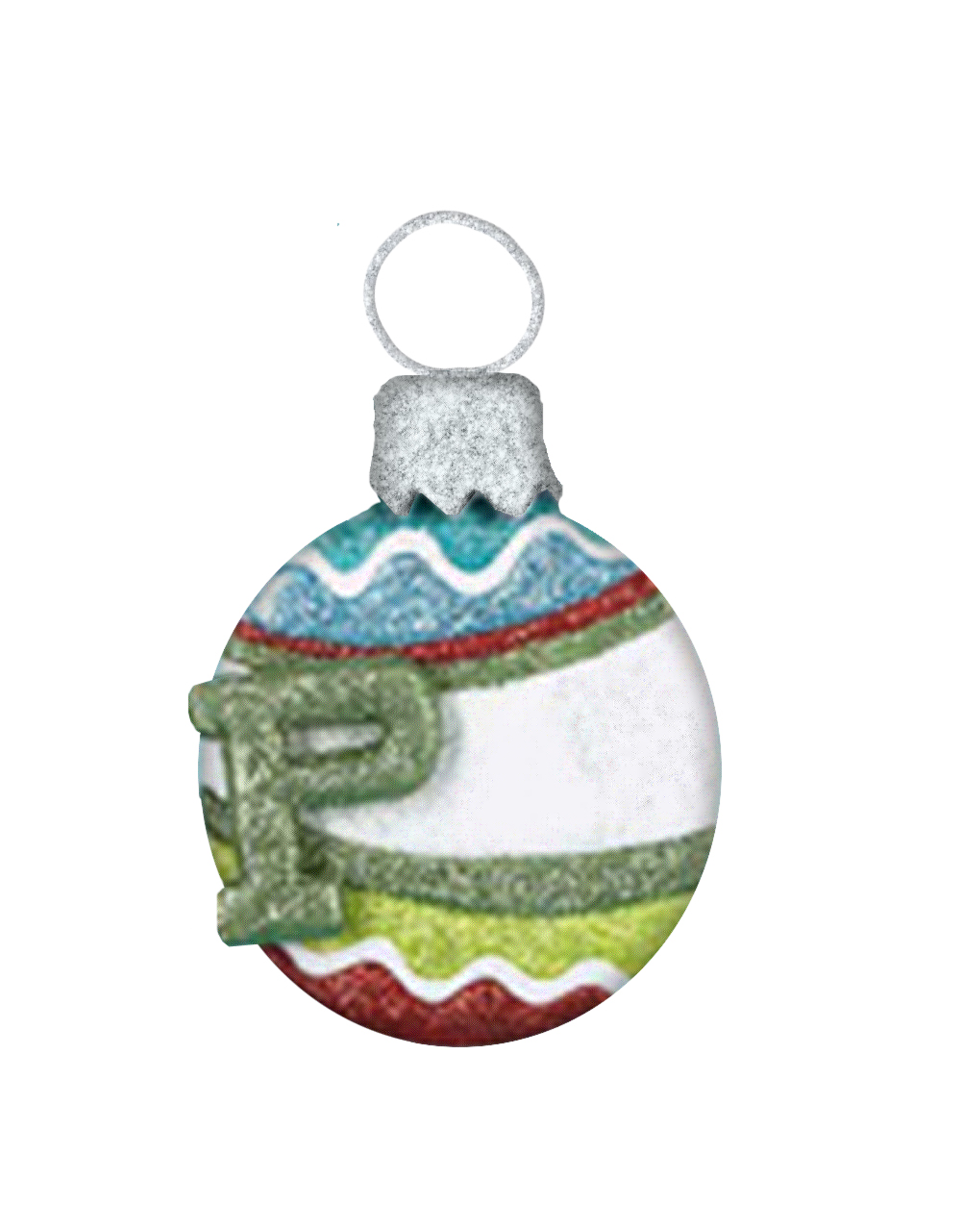 Kurt Adler Mulit Color Glitter Ball Ornament w Letter Initial P