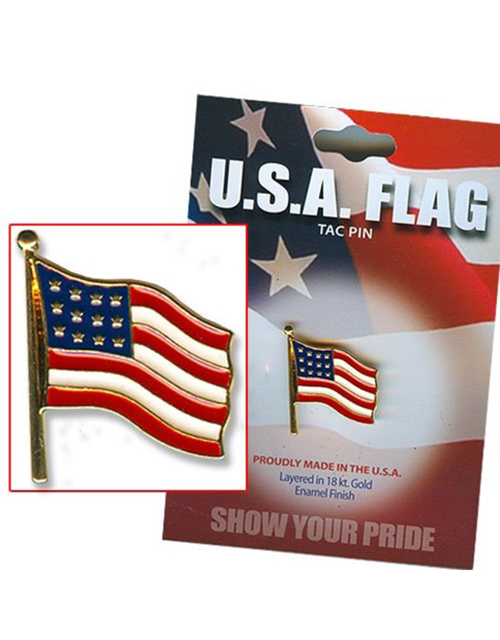 DM Merchandising U.S.A. Flag Tack Pin Made in the USA layered in 18K Enamel Finish