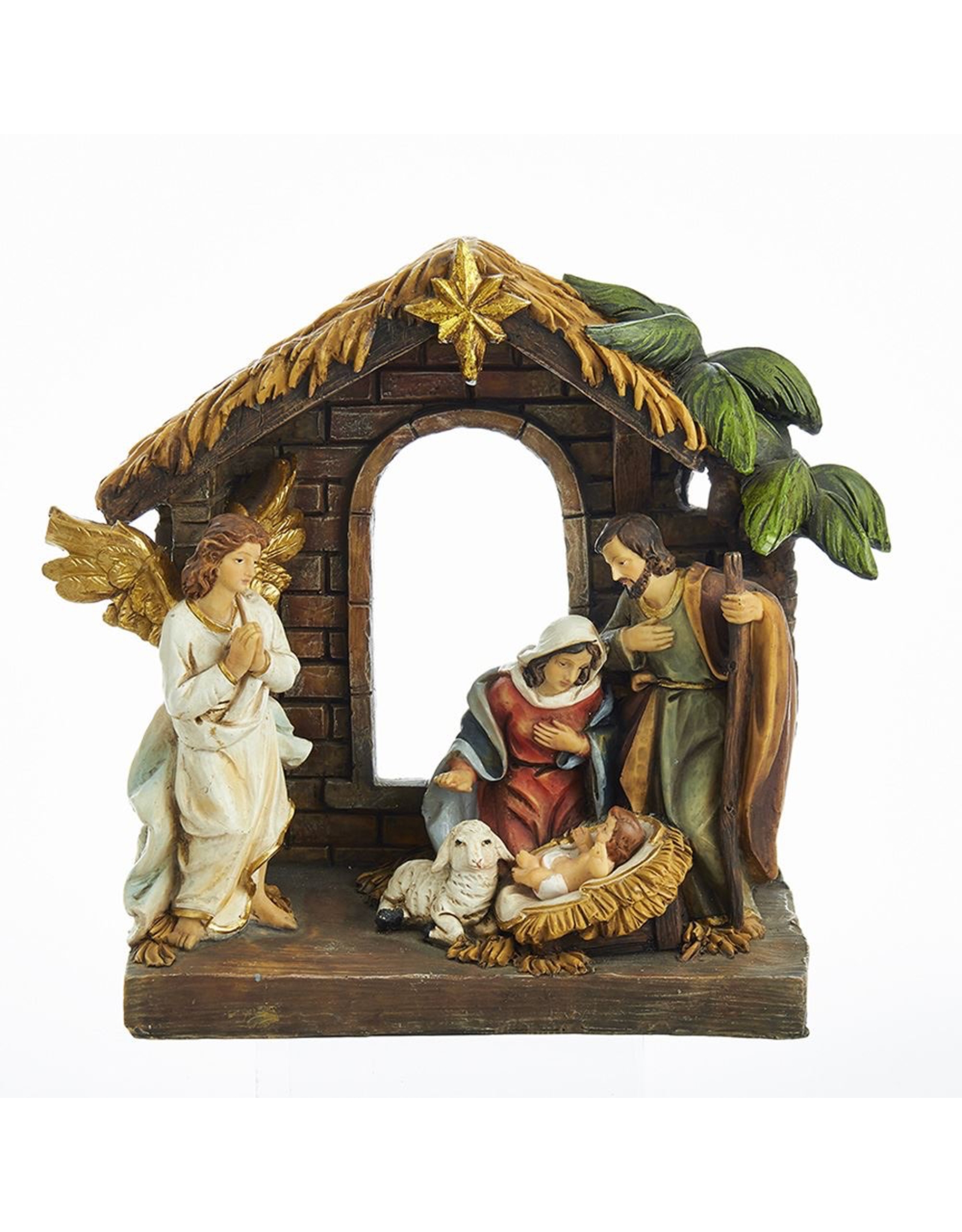 Kurt Adler Holy Family Nativity Creche Table Piece 10x9x5 inches
