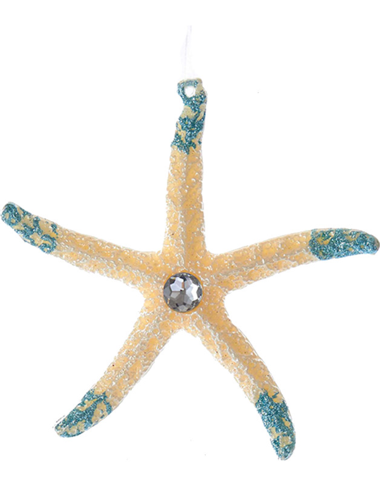 Kurt Adler Starfish w Gem Sea-Life Christmas Ornament 5in Aqua Tips