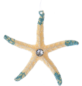 Kurt Adler Starfish w Gem Sea-Life Christmas Ornament 5in Aqua Tips