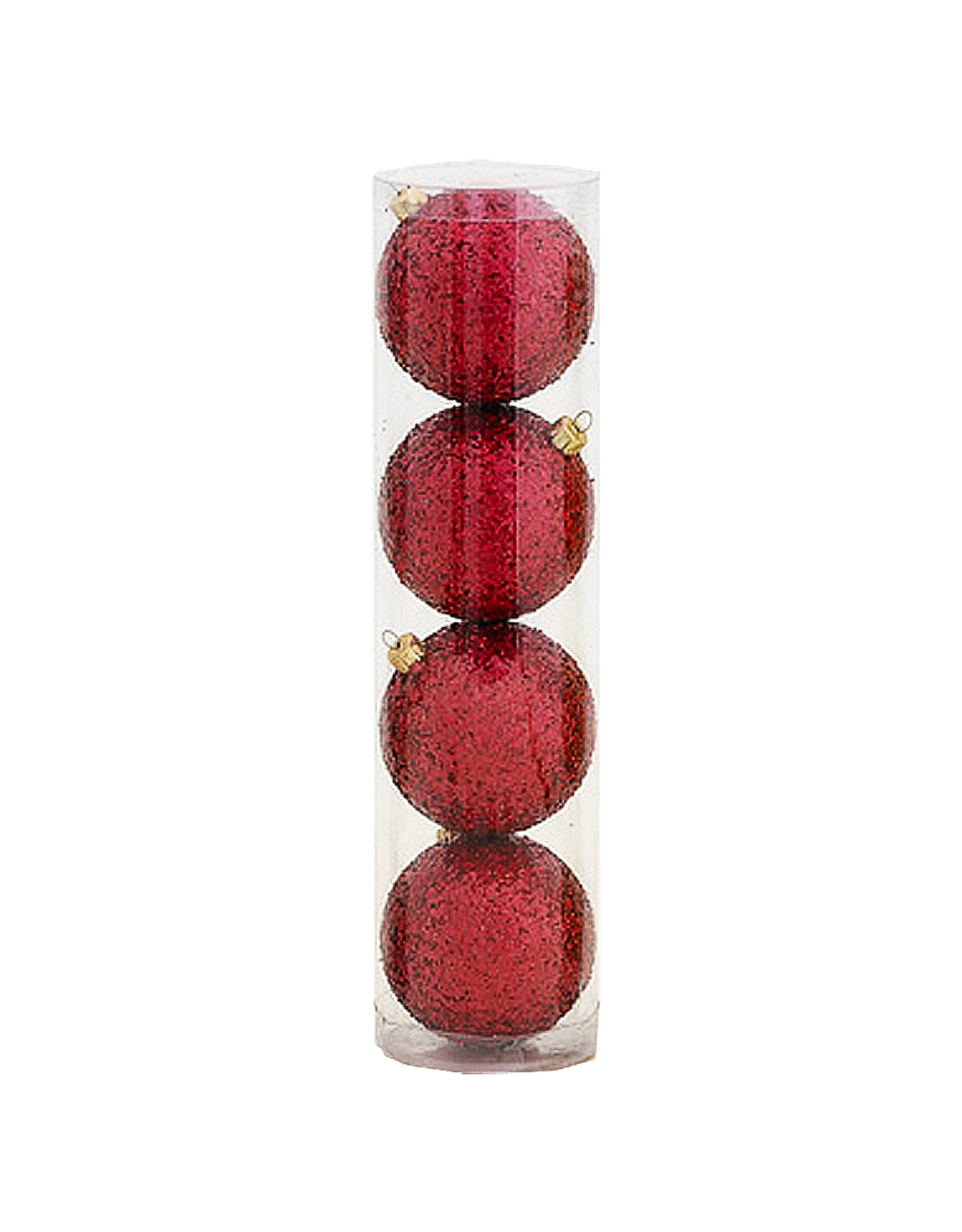 Kurt Adler Shatterproof Ball Ornaments Red Glittered 80MM Set of 4 PL0637