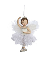 Kurt Adler Ballerina Angel Christmas Ornament White Silver Tutu -C