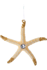 Kurt Adler Starfish w Gem Sea-Life Christmas Ornament 5in Gold Tips