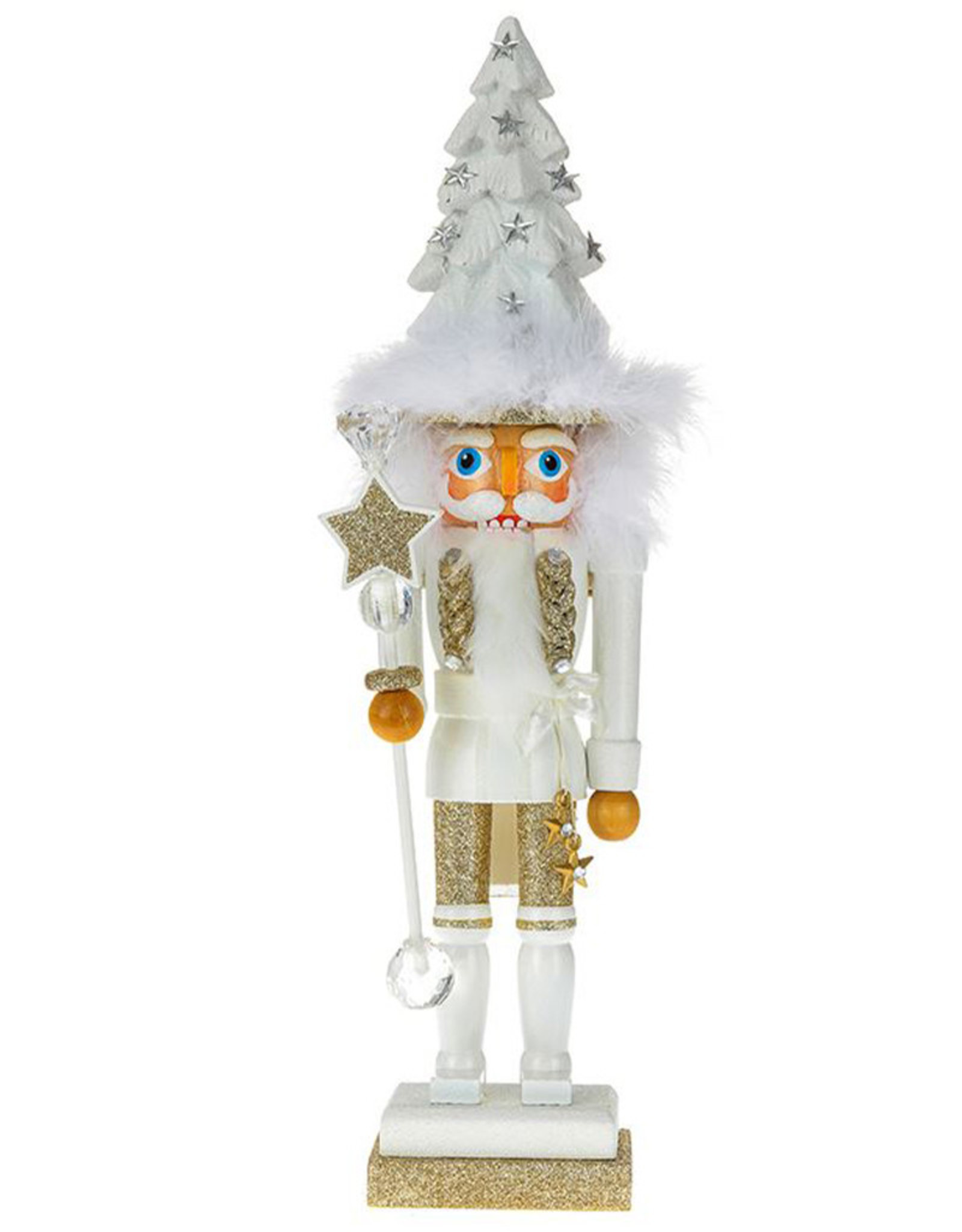 Kurt Adler Hollywood Nutcracker with Santa Hat Holding Christmas Tree 17.5 Inch