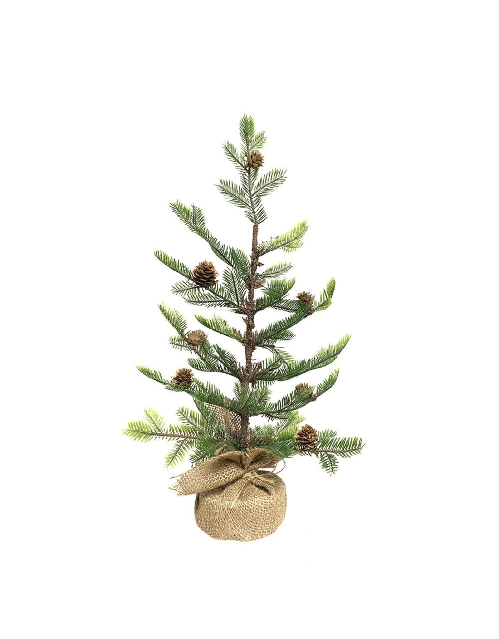 Kurt Adler Charlie Brown Style Pine Tree W Pinecones in Burlap 18 Inch