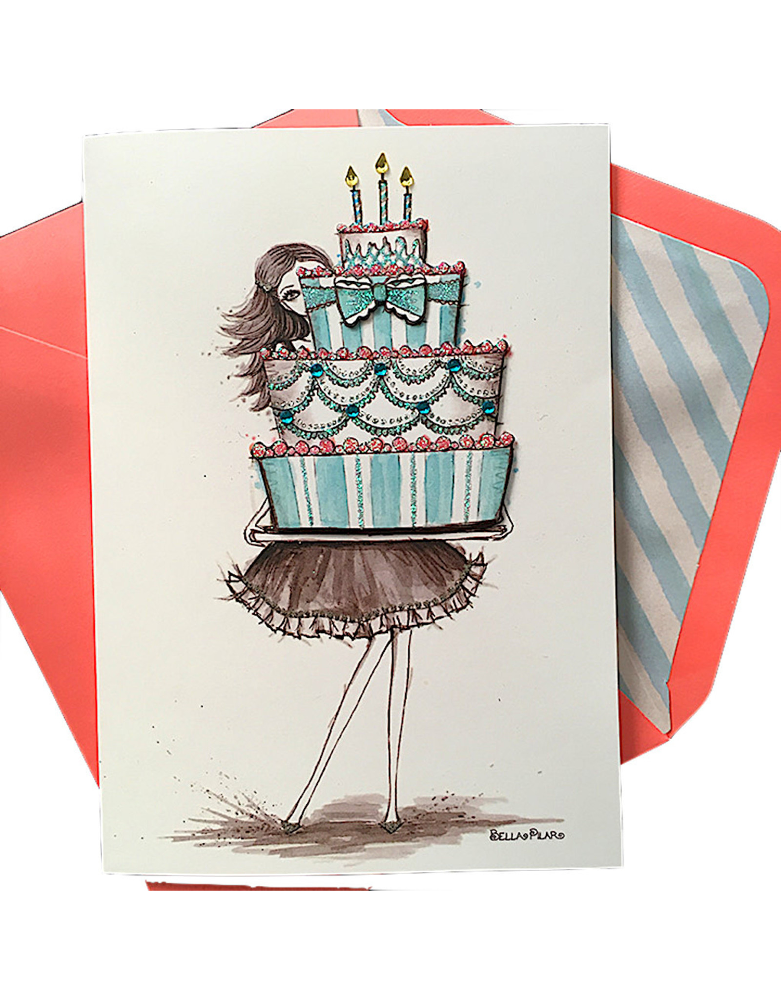 PAPYRUS® Birthday Card Girl Holding Cake Bella Pilar