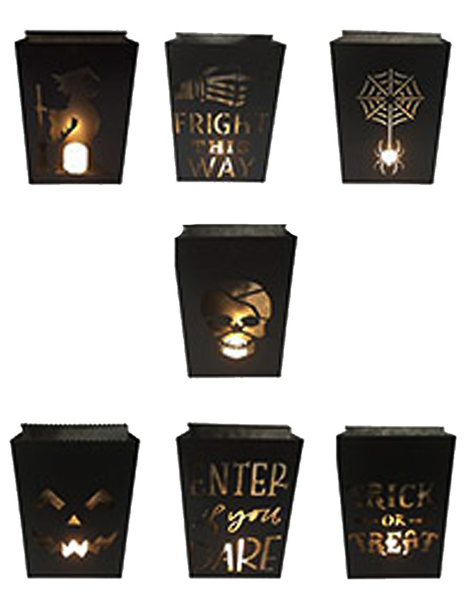 Darice Halloween Luminaries Lights 7pc Set Black Metal Luminary Lights