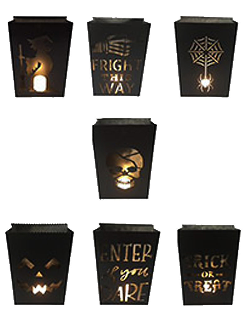 Halloween Luminaries Lights 7pc Set Black Metal Luminary Lights Digs