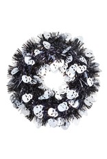 Darice Halloween Tinsel Wreath With Skulls 18 Inch