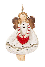 Darice Angel Ornament Holding Heart In Dot Dress