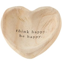 Mud Pie Wood Heart Trinket Tray - Think Happy Be Happy