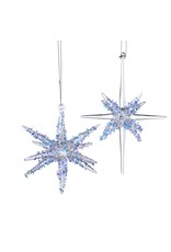 Kurt Adler Glass Star Bursts With Glitter Ornaments 2 Assorted