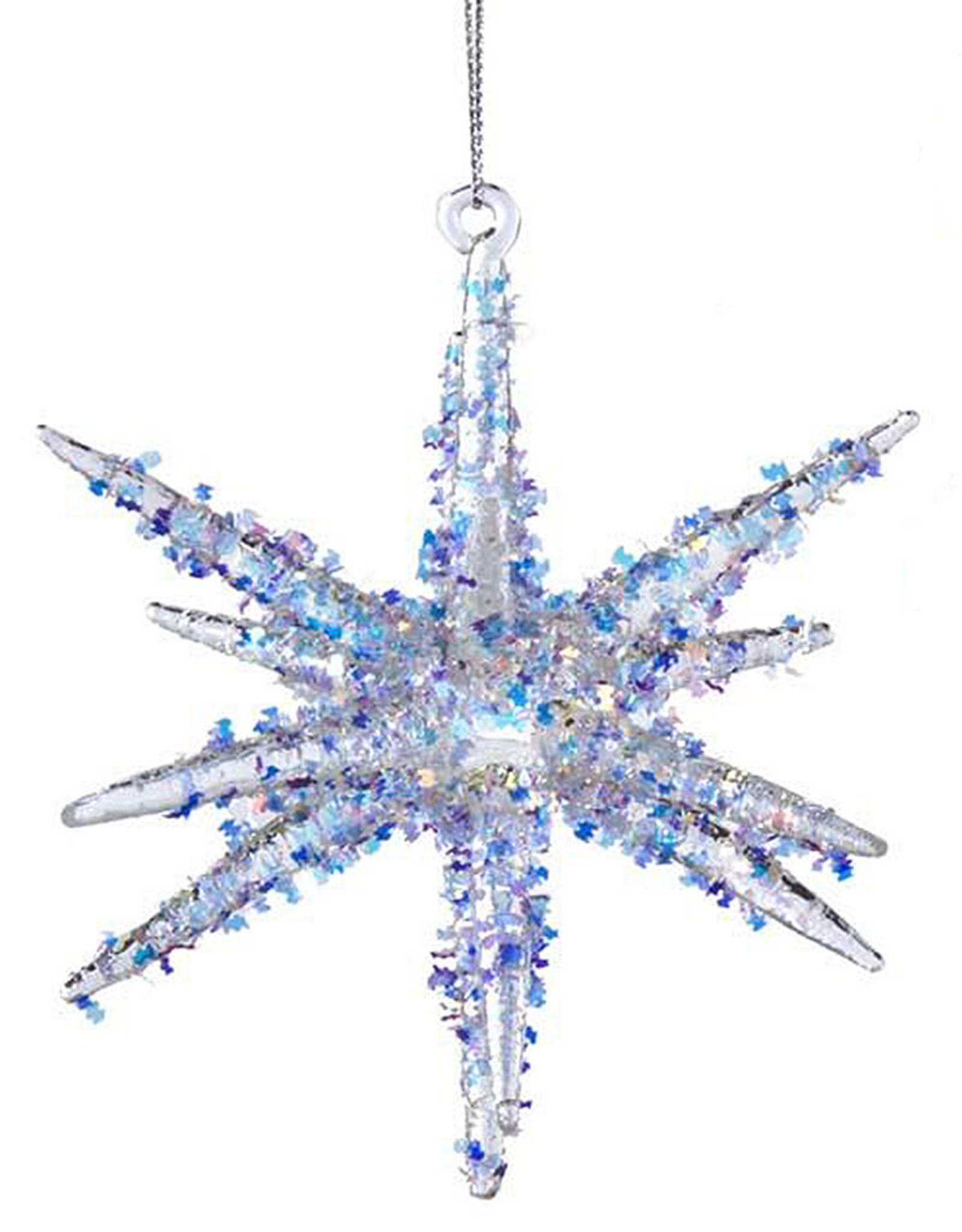 Kurt Adler Glass Star Bursts With Glitter Ornament Style A