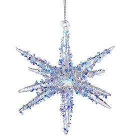 Kurt Adler Glass Star Bursts With Glitter Ornament Style A