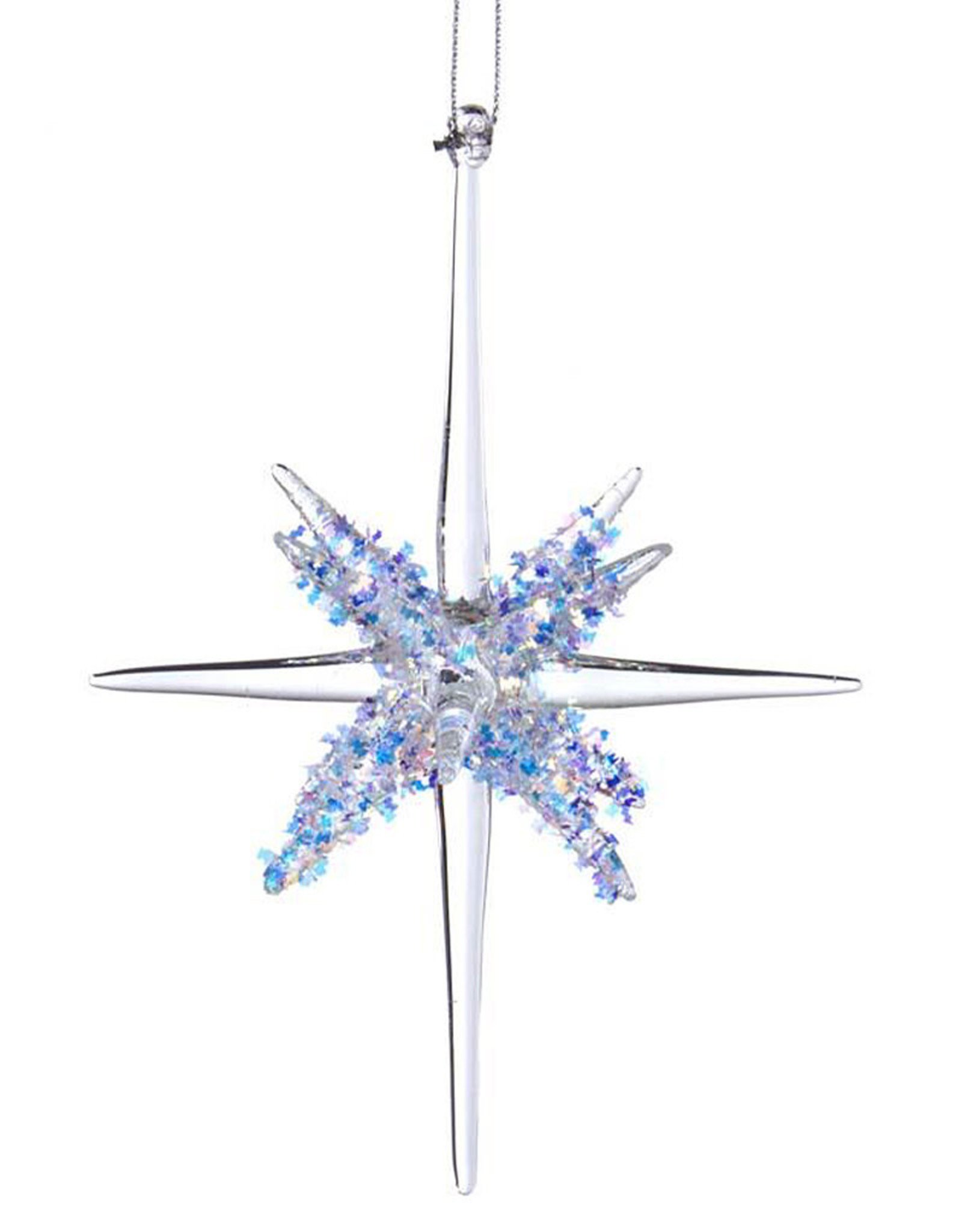 Kurt Adler Glass Star Bursts With Glitter Ornament Style B
