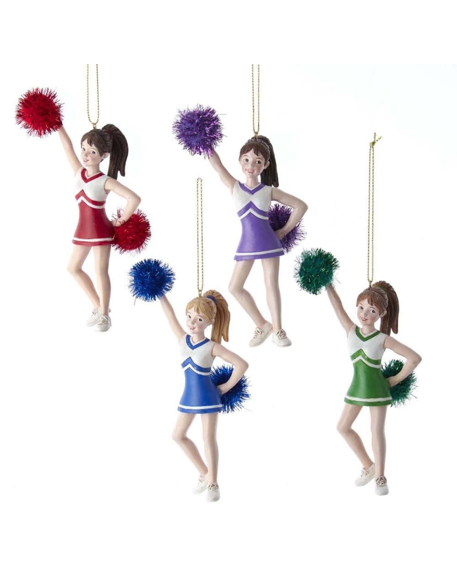 Kurt Adler Cheerleaders With Pom Pom Ornaments 4 Assorted