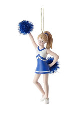 Kurt Adler Blue Cheerleader With Pom Pom Ornament