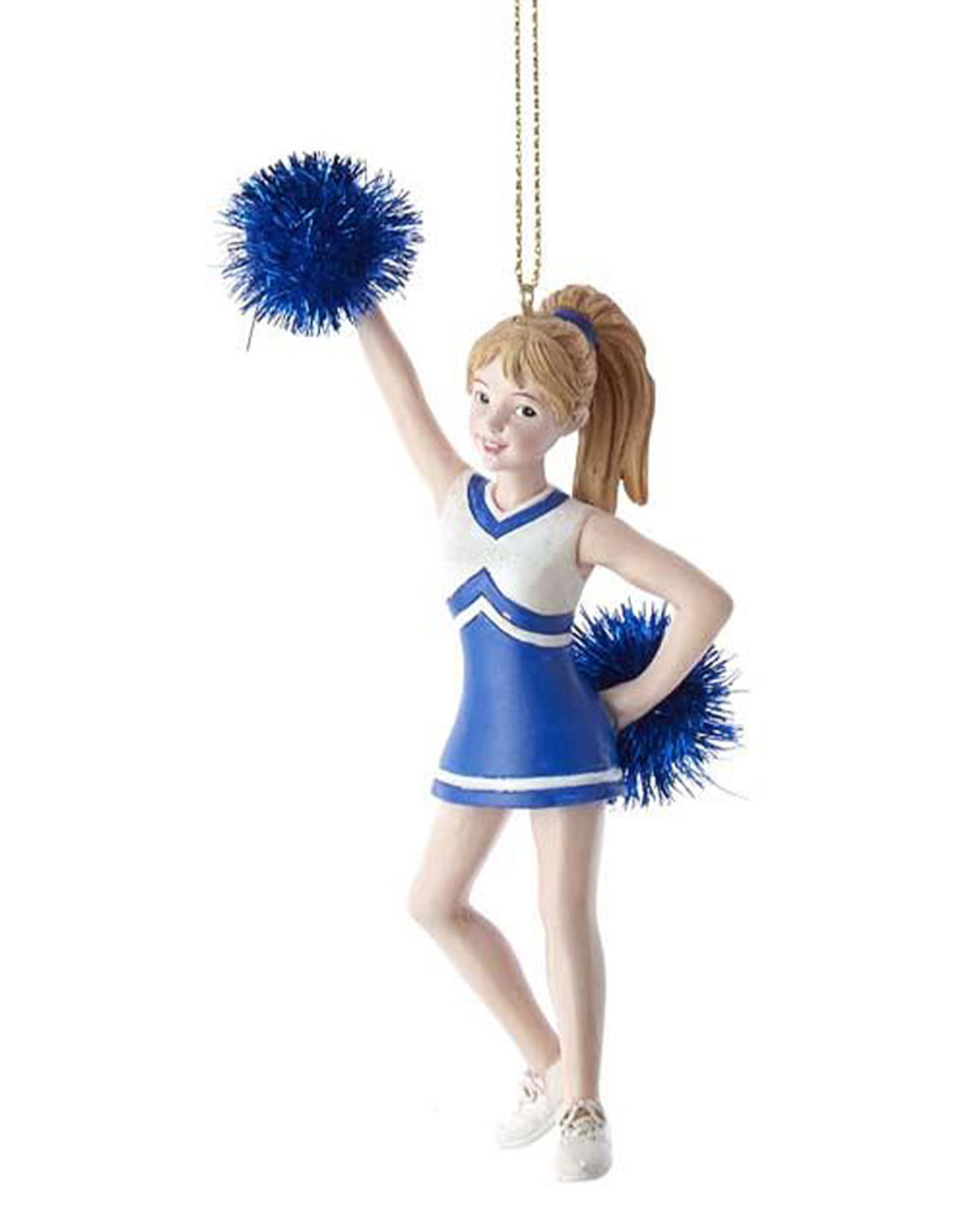 Kurt Adler Blue Cheerleader With Pom Pom Ornament