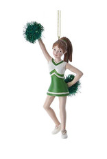 Kurt Adler Green Cheerleader With Pom Pom Ornament