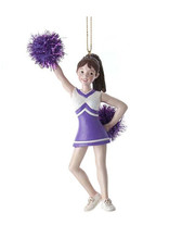 Kurt Adler Purple Cheerleader With Pom Pom Ornament