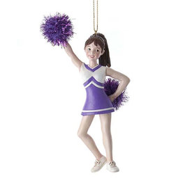 Kurt Adler Purple Cheerleader With Pom Pom Ornament