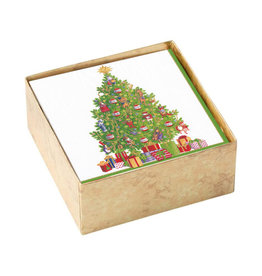 Caspari Boxed Christmas Paper Cocktail Napkins 40pk Musical Jamboree Tree