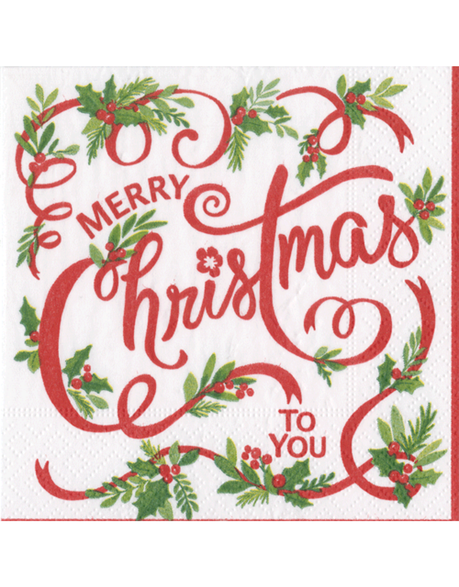 Caspari Christmas Paper Cocktail Napkins 20pk Merry Christmas To You