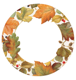 Caspari Thanksgiving Paper Dinner Plates 8pk Round Autumn Leaves II