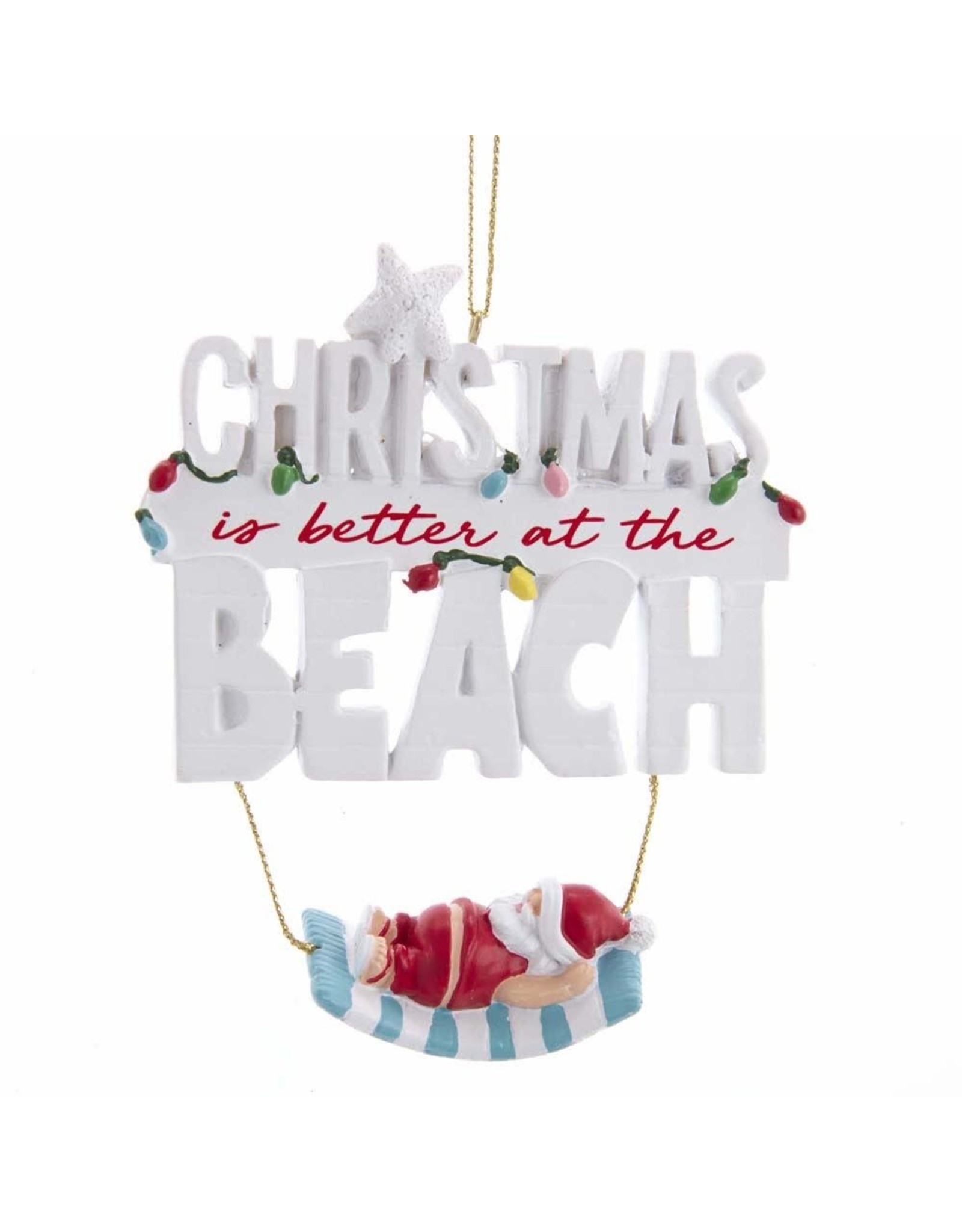 Kurt Adler Beach Santa On Hammock Coastal Christmas Ornament 4 Inch