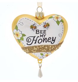 Kurt Adler Bee My Honey Heart Glass Ornament 4 Inch