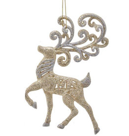 Kurt Adler Platinum Reindeer Ornament 6 Inch